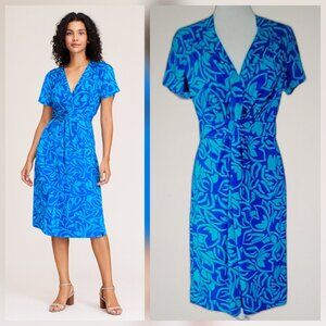 BCBGMaxAzria Jersey Knit Dress with Twist Front Vibrant Blues Size M